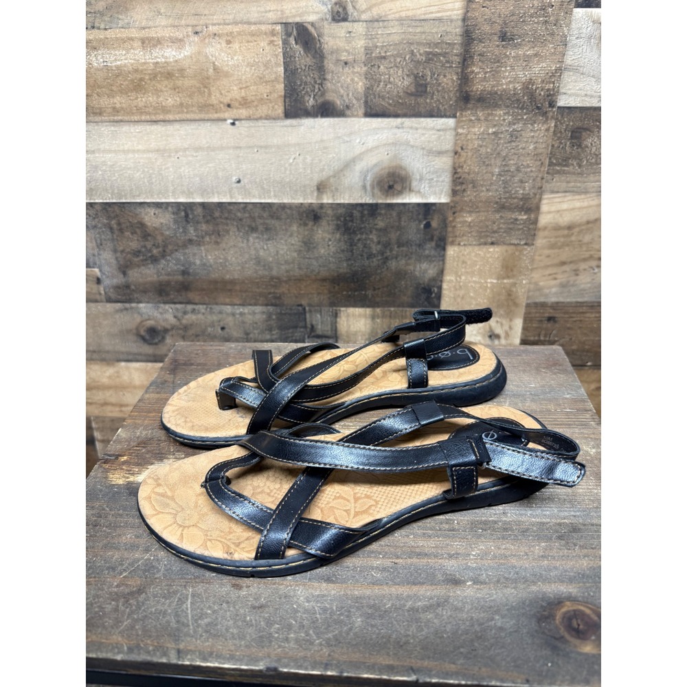b.o.c. Born Concept Womens Black Strappy Toe Loop Comfort Sandals Size 10M